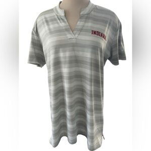 COLUMBIA Golf Grey Heathered Performance V Neck Golf Polo Indiana University‎ XL